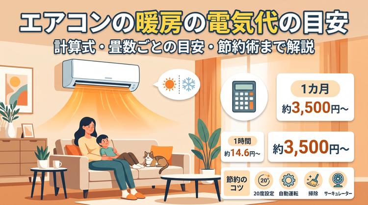 エアコンの暖房の電気代はどのくらい?つけっぱなしだとどうなる?節約方法も解説